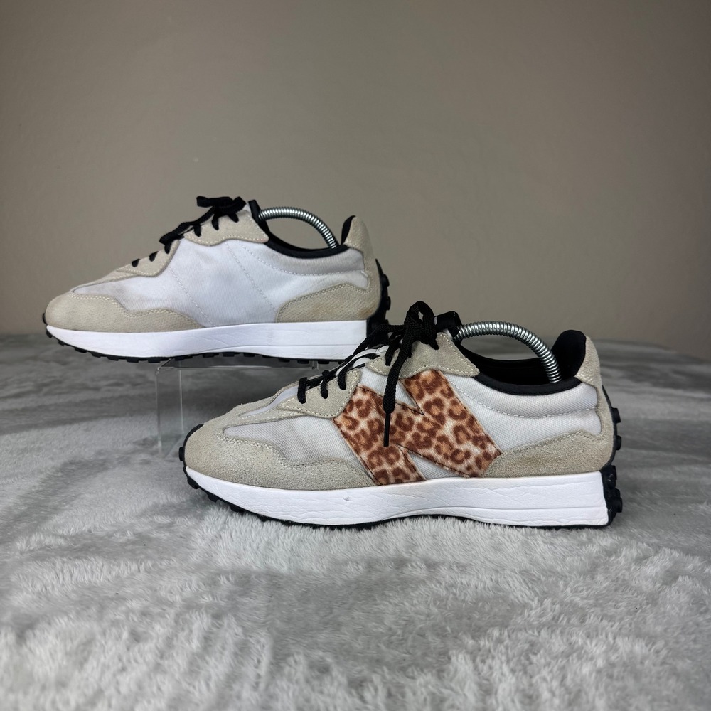 New Balance 327 Leopard Print Sneakers Womens 8.5 White Beige WS327SD fair
